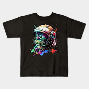 Astronaut Cat Space Cat Galaxy Kitten Kids T-Shirt